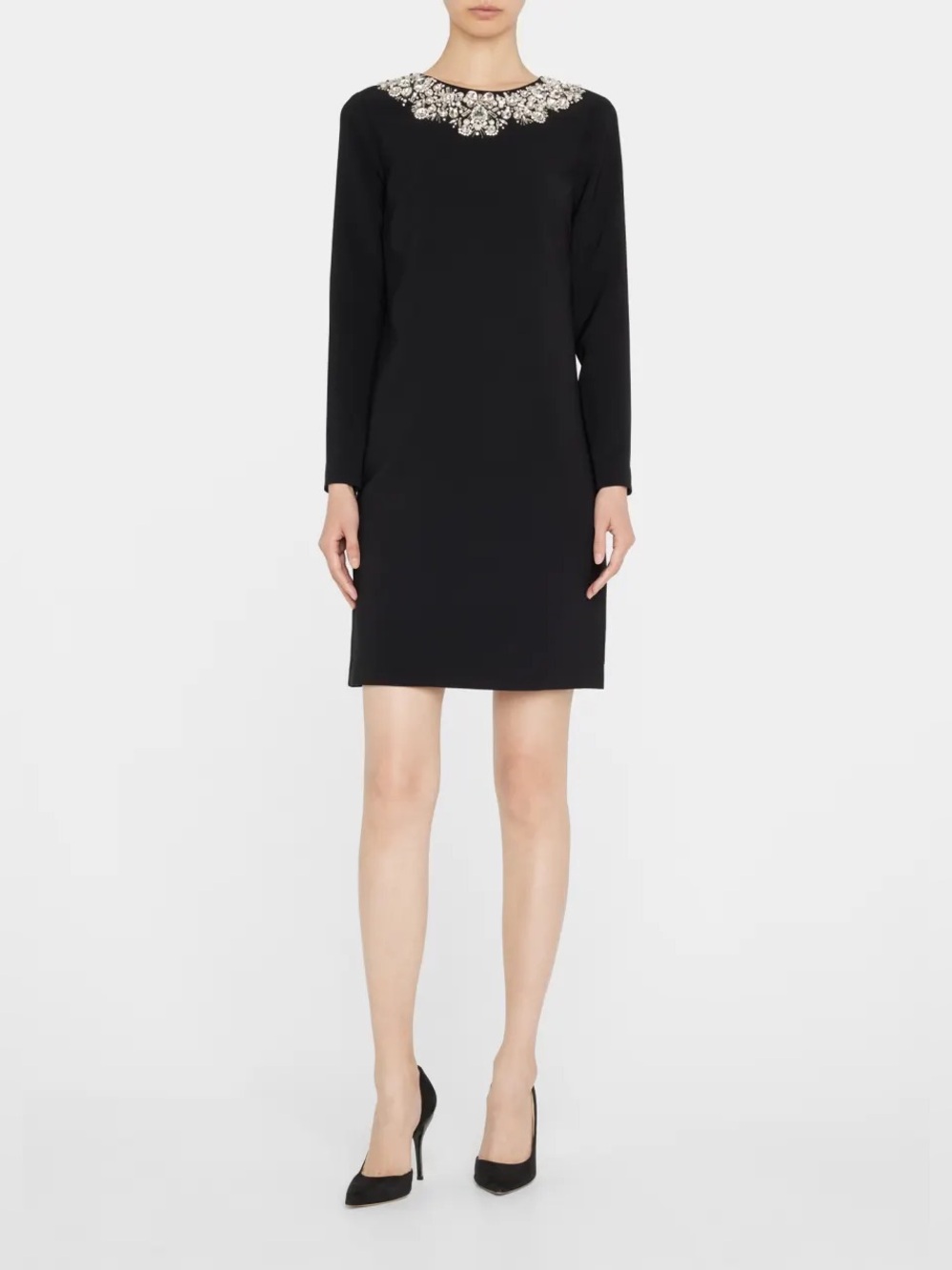 Carolina Herrera New Crystal Embellished Neck Shift Dress Size 8 $2,490.00